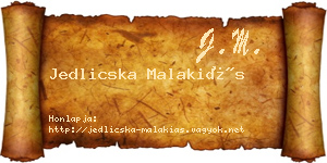 Jedlicska Malakiás névjegykártya